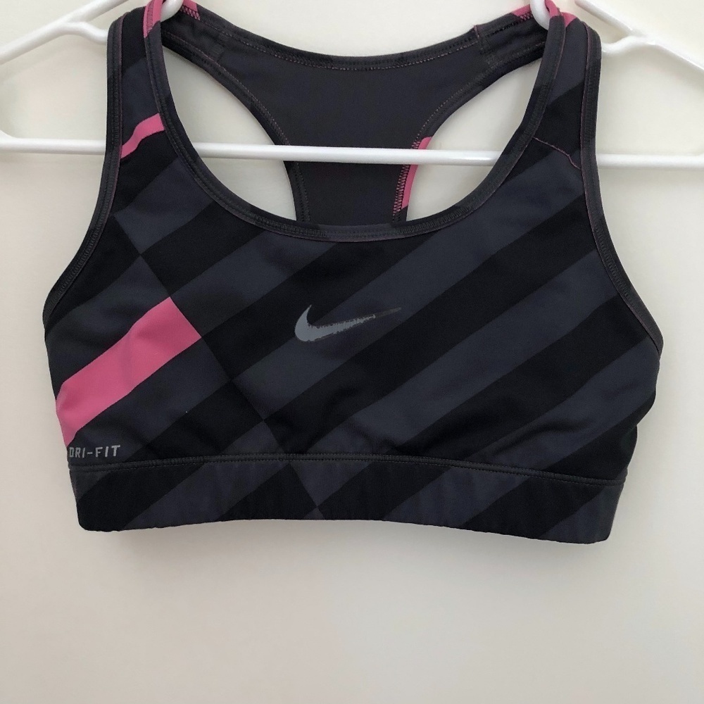 Nike Dri Fit Sports Bra- Grey and Pink Stripes